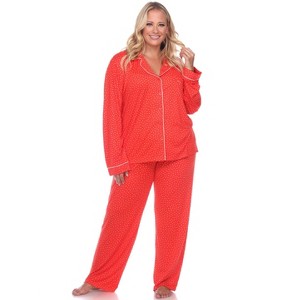 Women's Plus Size Long Sleeve Pajama Set - White Mark - 1 of 3