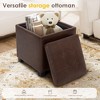 Square Leather Ottoman with Reversible Tray Lid – Hidden Storage Footrest, Small Coffee Table, Sturdy Design – 18”x18” - 4 of 4