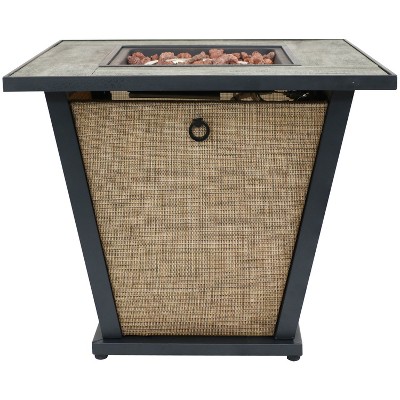 Brown Metal Propane Gas Fire Pit Table with Tile Top