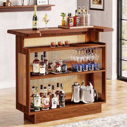 LITTLE TREE 4 Tier Rattan Home Bar Unit Brown - image 1 of 4