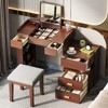 FONTOI 3-in-1 Makeup Vanity Desk with Flip-Top Mirror, Dressing Table with Adjustable Length&le Drawers for Home, Walnut, 16.3"*31.3"*45.25" - 4 of 4