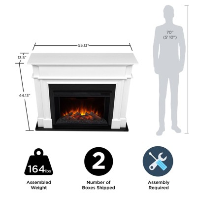 White Electric Fireplace with Mantel, 60" Tall