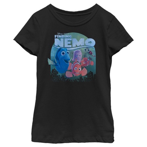 Girl's Finding Nemo Group Picture T-shirt - Black - X Large : Target