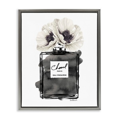 Stupell Industries Perfume Poppies Watercolor Black Framed Floater Canvas Wall Art