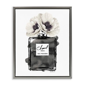 Stupell Industries Perfume Poppies Watercolor Black Framed Floater Canvas Wall Art - 1 of 4