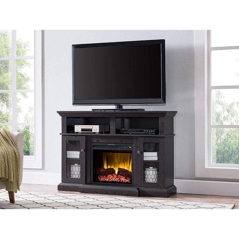 HearthPro Drew Electric Fireplace Media Console in Dark Mahogany - SP5720, 2 of 6