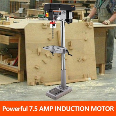 15 in Floor Drill Press, with Swing-away Safety Guard, 288-3084 RPM Variable Speed, 0-45° Tilting Worktable, Tabletop Drilling Machine for Wood Metal