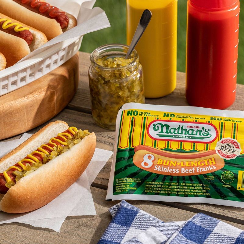 Nathan&#39;s Famous Bun Length Skinless Beef Franks - 12oz/8ct, 6 of 9