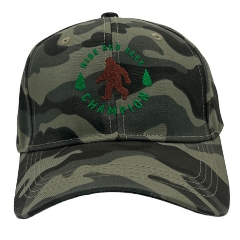 Hide And Seek Champion Hat Funny Bigfoot Graphic Camo Cap Crazy Dog Camo Standard
