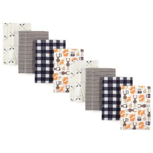 Hudson Baby Boys and Girls Cotton Poly Flannel Burp Cloths 8-Pack, One Size - 1 of 1