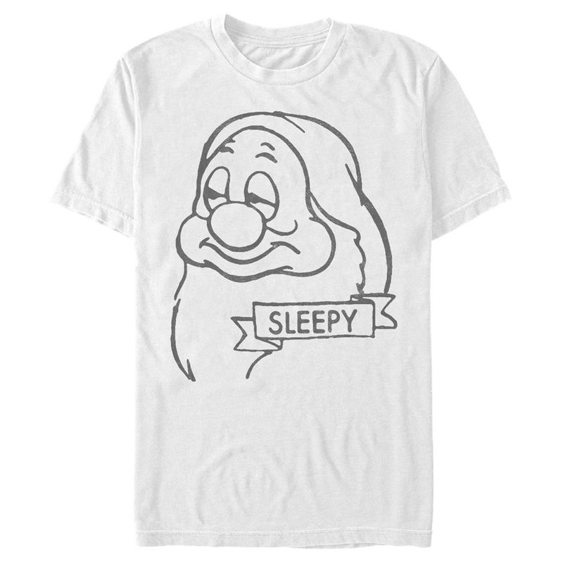 Men's Snow White and the Seven Dwarves Sleepy Line Art T-Shirt, 1 of 4