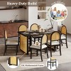 7-Piece Rustic Dining Table Set with Wood Frame and Rattan Accents, Dining Set with 6 Rattan Dining Chairs for Dining Room - Panipeachy - 4 of 4