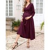 Maternity Dress Women's V-Neck Puff Sleeve Pleated Maternity Maxi Dress for Baby Shower or Casual Wear  lightgreenflower XL - 2 of 4