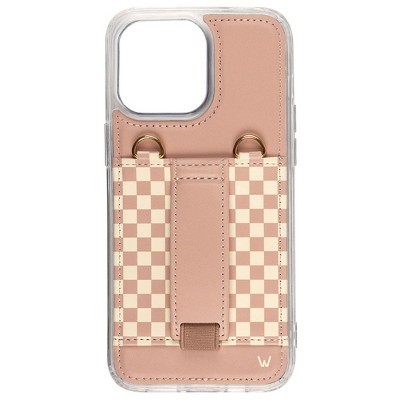 Walli Cases Blush Check Purse Phone Case with Wallet and Finger Strap