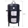 Kumasinova 17" Steel Charcoal Smoker,3-Tier Vertical BBQ Grill with Built-In Thermometer,453 Square Large Cooking Area,Fast Heating,Silver/Black - 3 of 4
