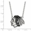 Black Bow Jewelry Sterling Silver Chicago Blackhawks NHL Necklace 18 Inch - 2 of 4