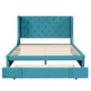 YOOCOZZ Queen Size Velvet Upholstered Platform Bed with Wingback Headboard and Storage Drawer - 2 of 4