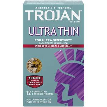 Trojan Sensitivity Ultra Thin Spermicidal Lube Condoms - 12ct
