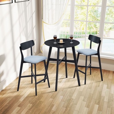 PAGED Bar Stools Set of 2, Modern Wooden Upholstered Counter Height Bar Chairs with Back and Footrest for Bar, Kitchen, Dining Room