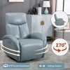 GDFStudio Darren Modern Genuine Leather Upholstered Swivel Rocker Chair with Charge Port and Recliner Button, Blue - 2 of 4