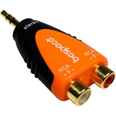 Bespeco SLAD380 3.5 mm Stereo Male to 2 RCA Female 24K Gold-Plated Adapter