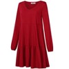 Women's V Neck Shift Dresses Casual Babydoll Knee Length Dress with Pockets - 2 of 4