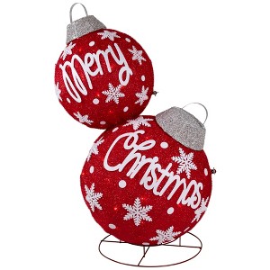 Northlight Lighted Stacked Ornament Balls Outdoor Christmas Decoration - 35" - Warm White LED - 1 of 4
