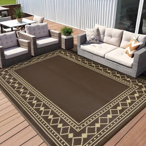 Outdoor Rugs Modern Plastic Straw Rugs, Waterproof Patio Modern Border Camping Carpet, Lightweight Reversible Floor Mats - 1 of 4