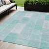 Aqua Teal Blue And Silver Patchwork Washable Indoor Outdoor Area Rug - 2 of 4