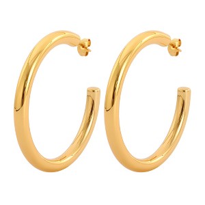 Hollow Tube Hoop Earrings for Women by Ginger Lyne 2" Gold Stainless Steel Lightweight - 1 of 4