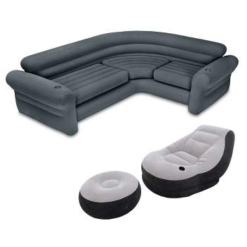 Intex Inflatable Corner Sectional Sofa & Ultra Lounge Chair and Ottoman Set