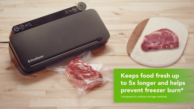 Black Stainless Steel Multi-Use Vacuum Sealer with Roll Storage