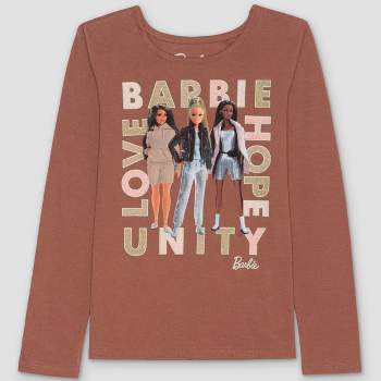 Girls' Barbie Unity Long Sleeve Graphic T-Shirt - Brown