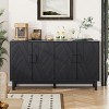 SEVOBAL Utility Storage Cabinets Modern 3 Drawer Buffet Sideboard with Hand-Woven Rope Front and Adjustable Shelves, Black, 55.43"*15.75"*30.55" - 3 of 4