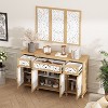 FUFU&GAGA Accent Storage Sideboard Buffet with Ornate Carved Doors, Pine Legs, and Matching Art Frame Bookshelf - 2 of 4