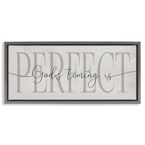 Stupell Industries God's Timing is Perfect Phrase Floating Frame Canvas Art, Gray, 31" x 14" - 1 of 4