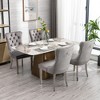 Set of 2 Gray Tufted Solid Wood Contemporary Velvet Upholstered Dining Chair with Chrome Stainless Steel Plating Legs and Nailhead Trim - 2 of 4