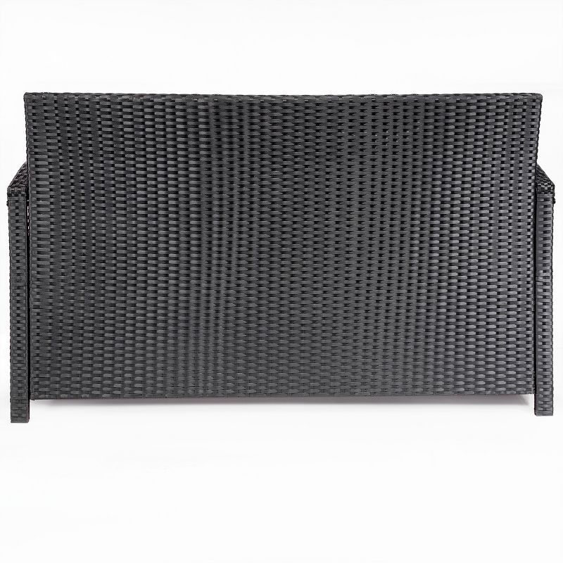 Barton Outdoor Patio Deck Box Storage Bench w/ Seat Cushion Furniture, Black, 3 of 7