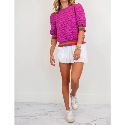 Women's Quilted Striped Band Top - voy