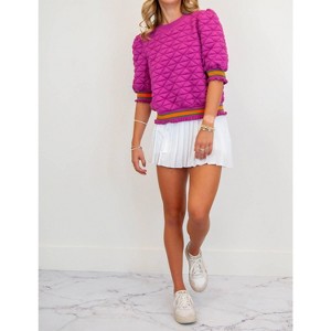 Women's Quilted Striped Band Top - voy - 1 of 4