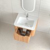 Lyngins Wall-Mounted Floating Bathroom Vanity with Sink & Soft-Close Drawer, Pre-Assembled Curved Edge Storage Bathroom Cabinet in Natural Walnut - 2 of 4