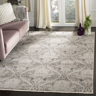 Reversible Gray Synthetic 4' x 6' Rectangular Area Rug