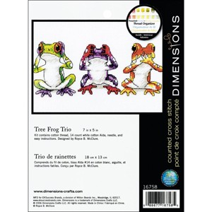 Dimensions Jiffy Mini Counted Cross Stitch Kit 7"X5"-Treefrog Trio - 1 of 2
