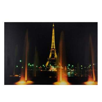 Northlight 23.75" LED Lighted Famous Eiffel Tower Paris France at Night Canvas Wall Art