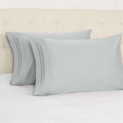 2 Pcs Standard 20"x26" Cotton Soft Pillowcase Silver Gray - PiccoCasa