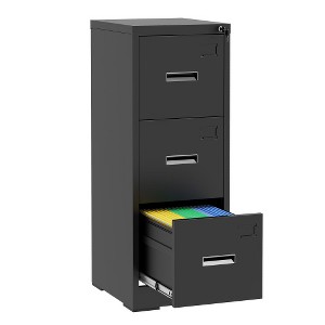 TIRAMISUBEST 3-Drawer Metal File Cabinet - Locking Vertical Storage for A4/Legal/Letter Files, Narrow Design,  Assembly Required - 1 of 4