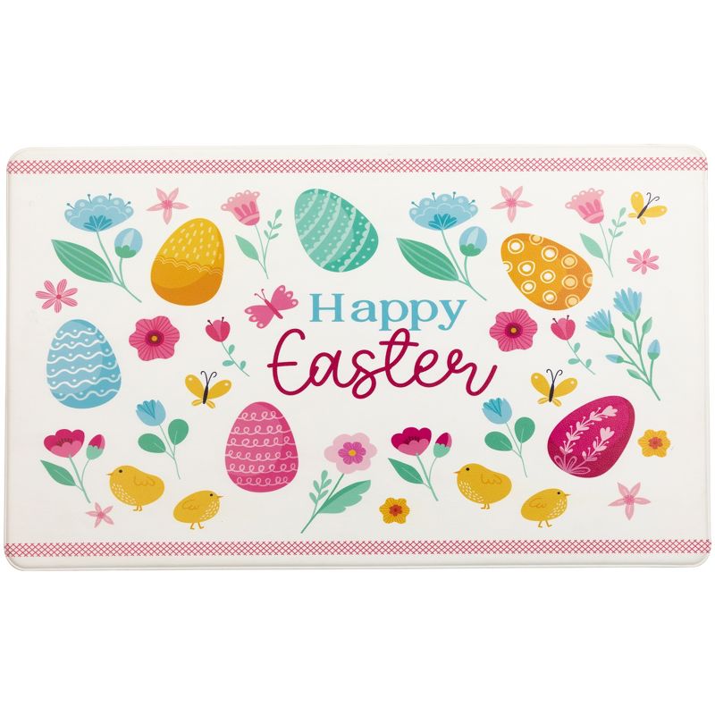 Northlight 29" Pastel Eggs and Chicks "Happy Easter" Kitchen Comfort Mat, 1 of 6