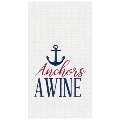 C&F Home Anchors Awine Waffle Weave Cotton Kitchen Towel