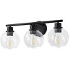 POWLIG 21.65-in 3-Light Matte Black Modern Dimmable Bathroom Transitional Vanity Light with Transparent Glass Shade - 2 of 4