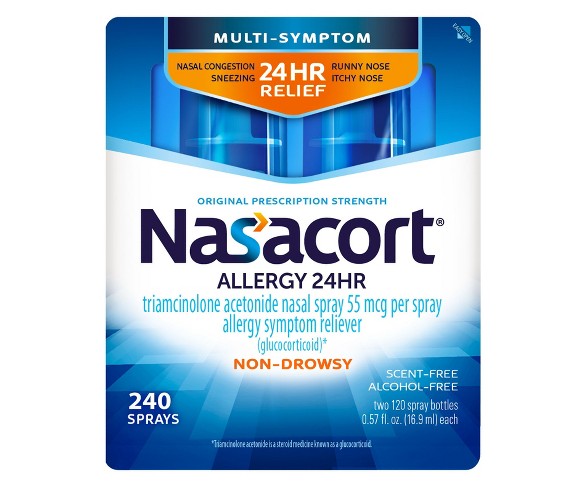Nasacort Multi-Symptom Nasal Allergy Spray - Triamcinolone Acetonide - 2ct 120 sprays